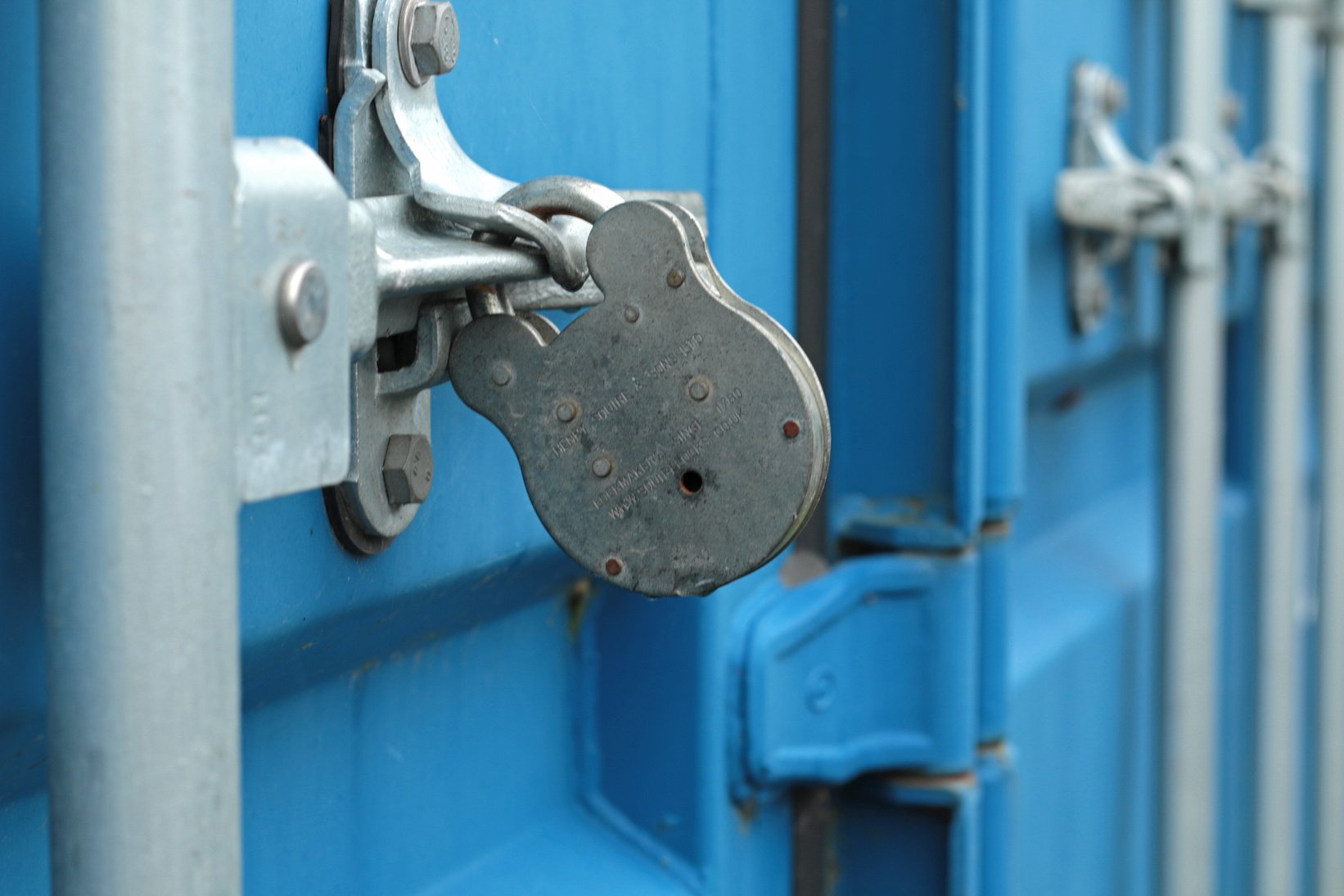 Padlock on cargo container